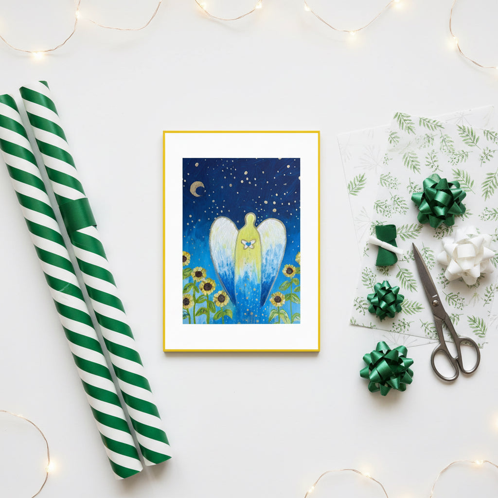 Angel with Sunflowers - Paper Print