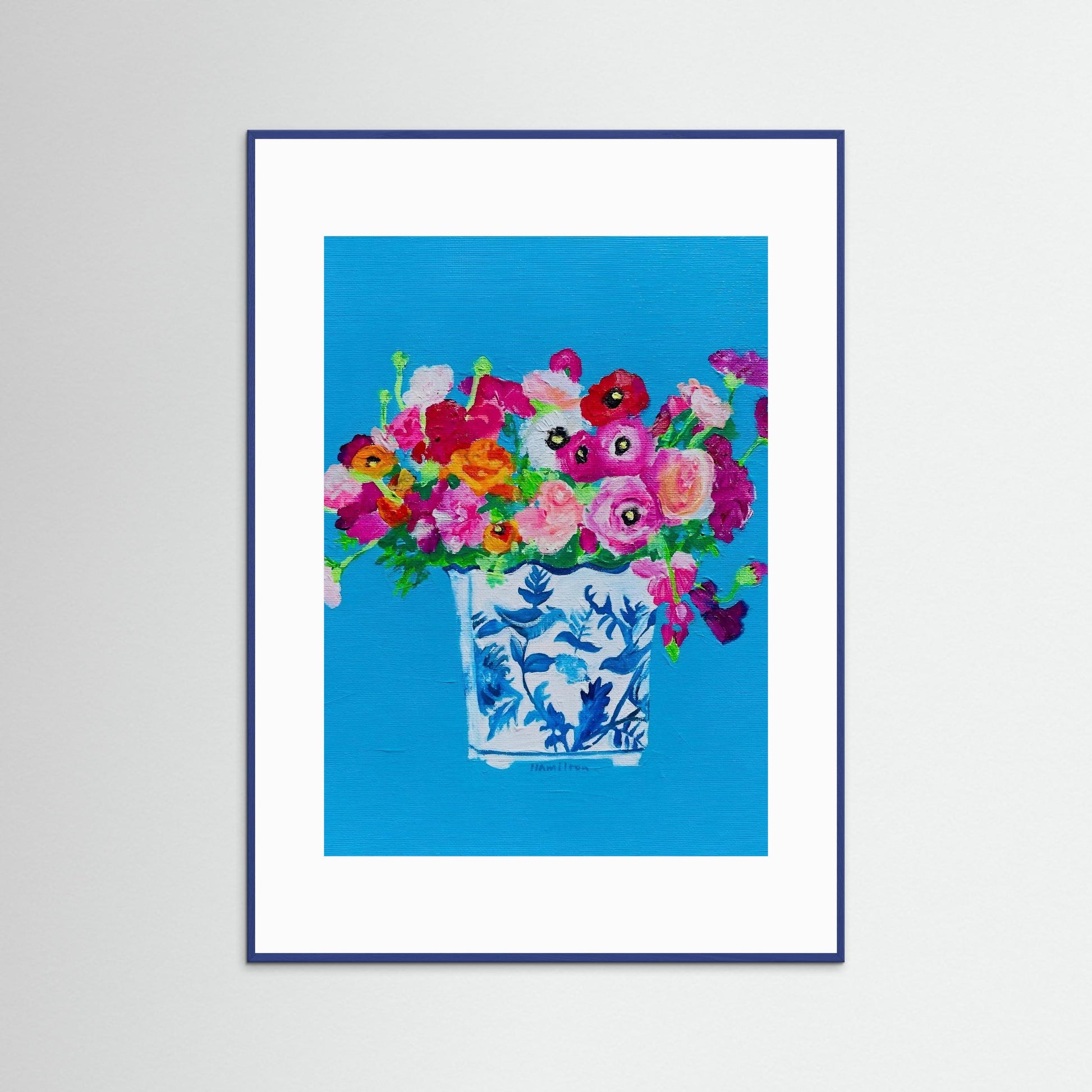 Love Notes / Poppies in chinoiserie - Framed Paper Print
