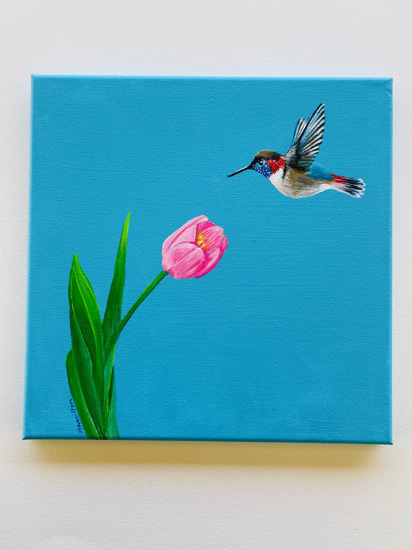 Love Notes: Hummingbird with tulip