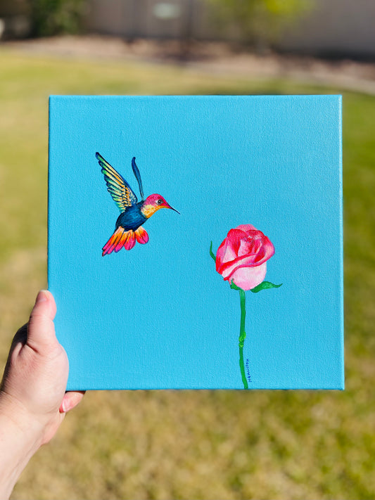 Love Notes: Hummingbird with rose