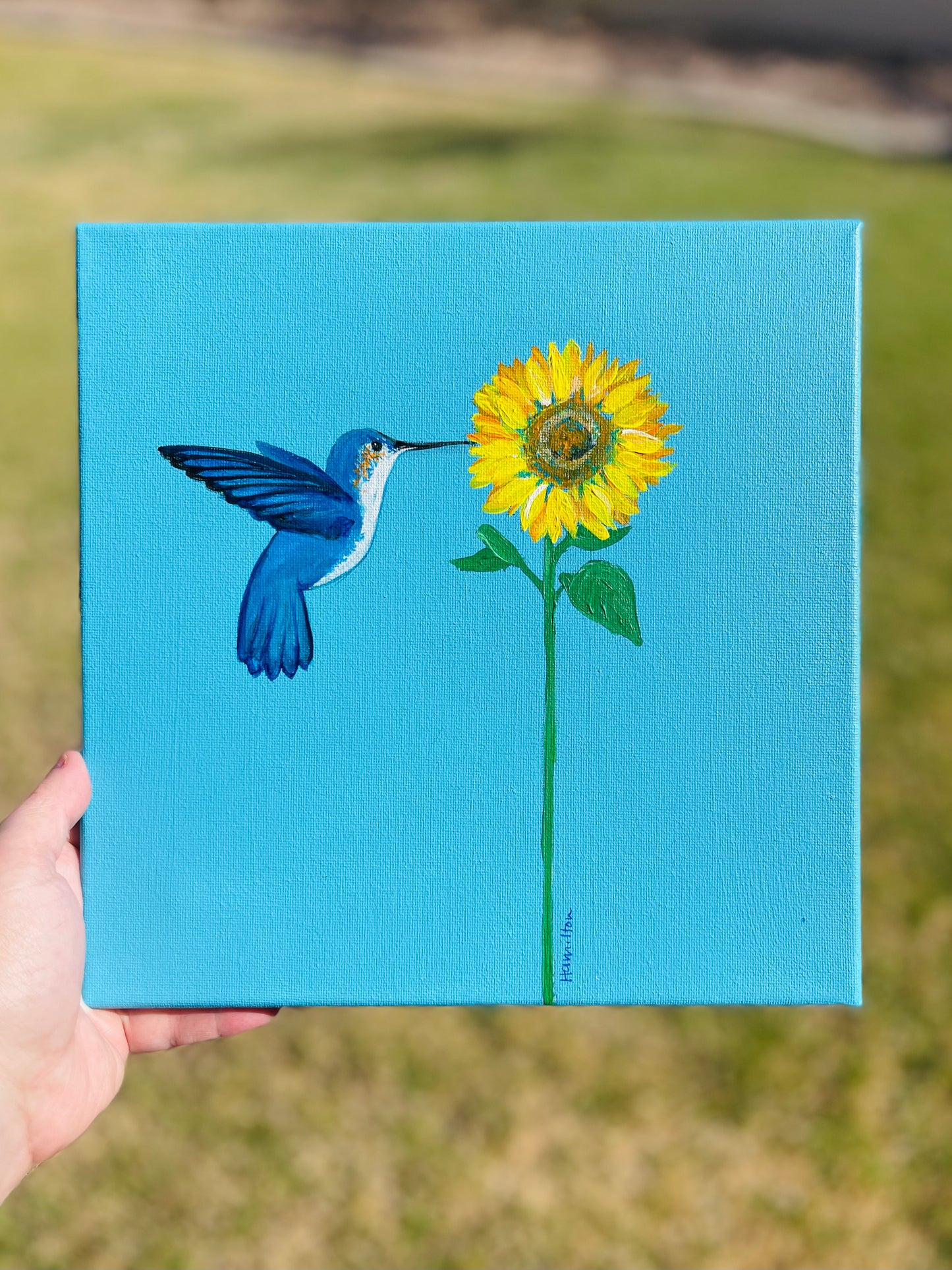 Love Notes: Hummingbird with sunflower