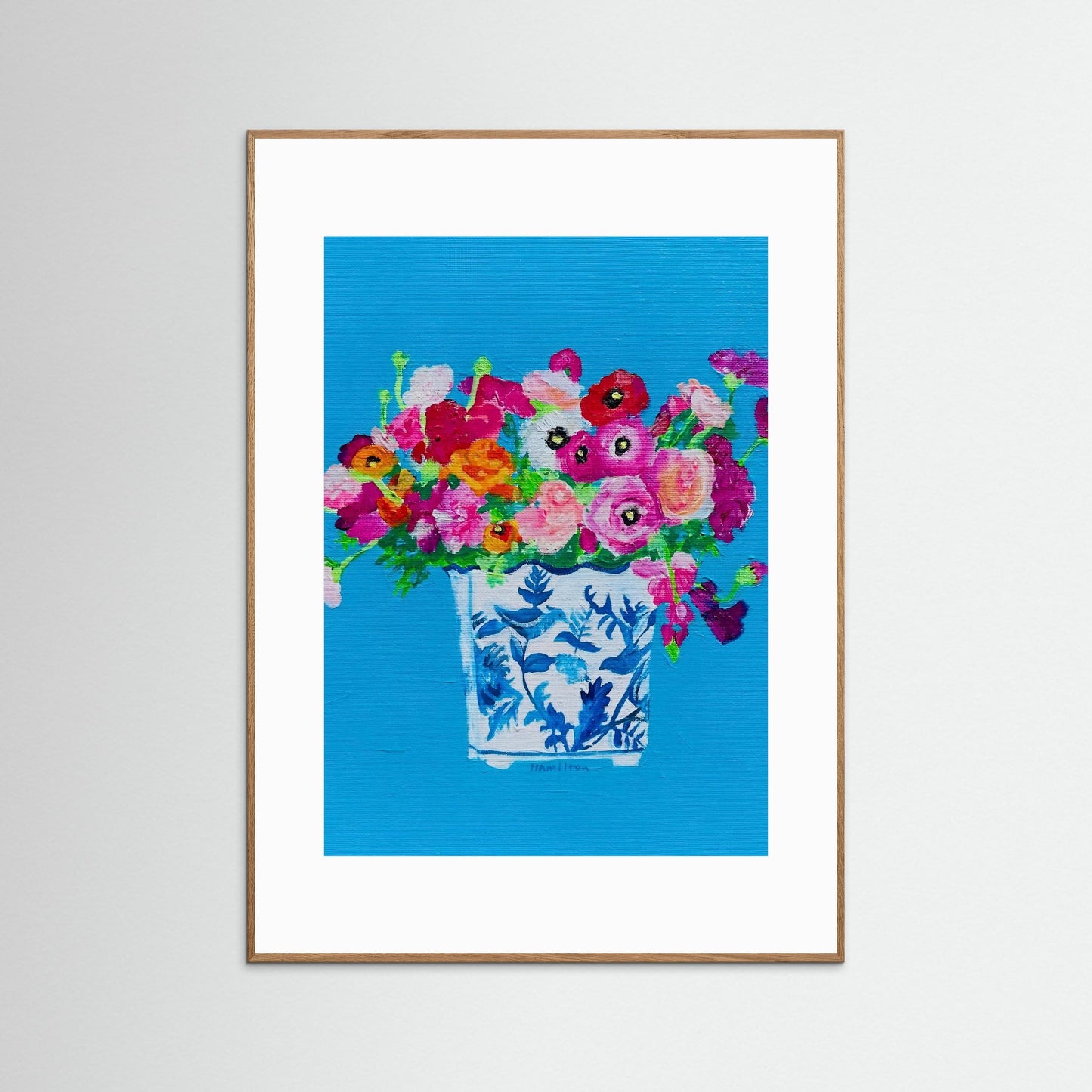 Love Notes / Poppies in chinoiserie - Framed Paper Print