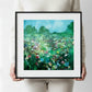black framed impressionistic colorful floral print 