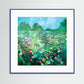 blue framed impressionistic colorful landscape painting