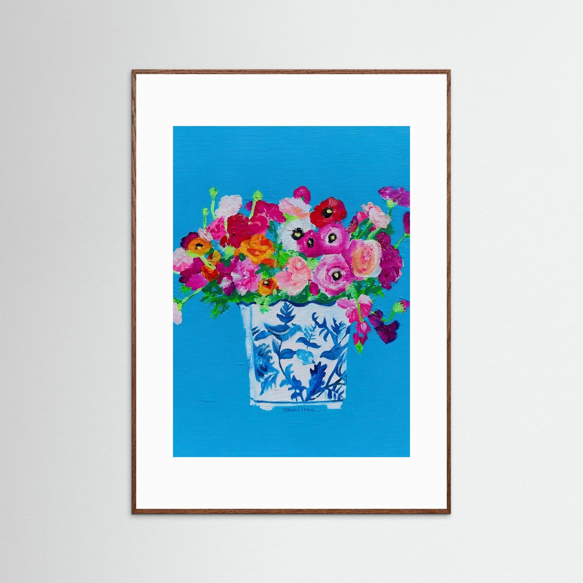 Love Notes / Poppies in chinoiserie - Framed Paper Print