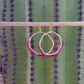 Pink Chalcedony and Garnet Gemstone Wrapped Hoop Earrings