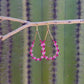 Pink Chalcedony Gemstone and Glass Wrapped Teardrop Earrings