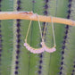 Rose Quartz Gemstone Wrapped Geometric Hoop Earrings