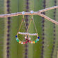 Rainbow Gemstone and Pearl Wrapped Teardrop Earrings