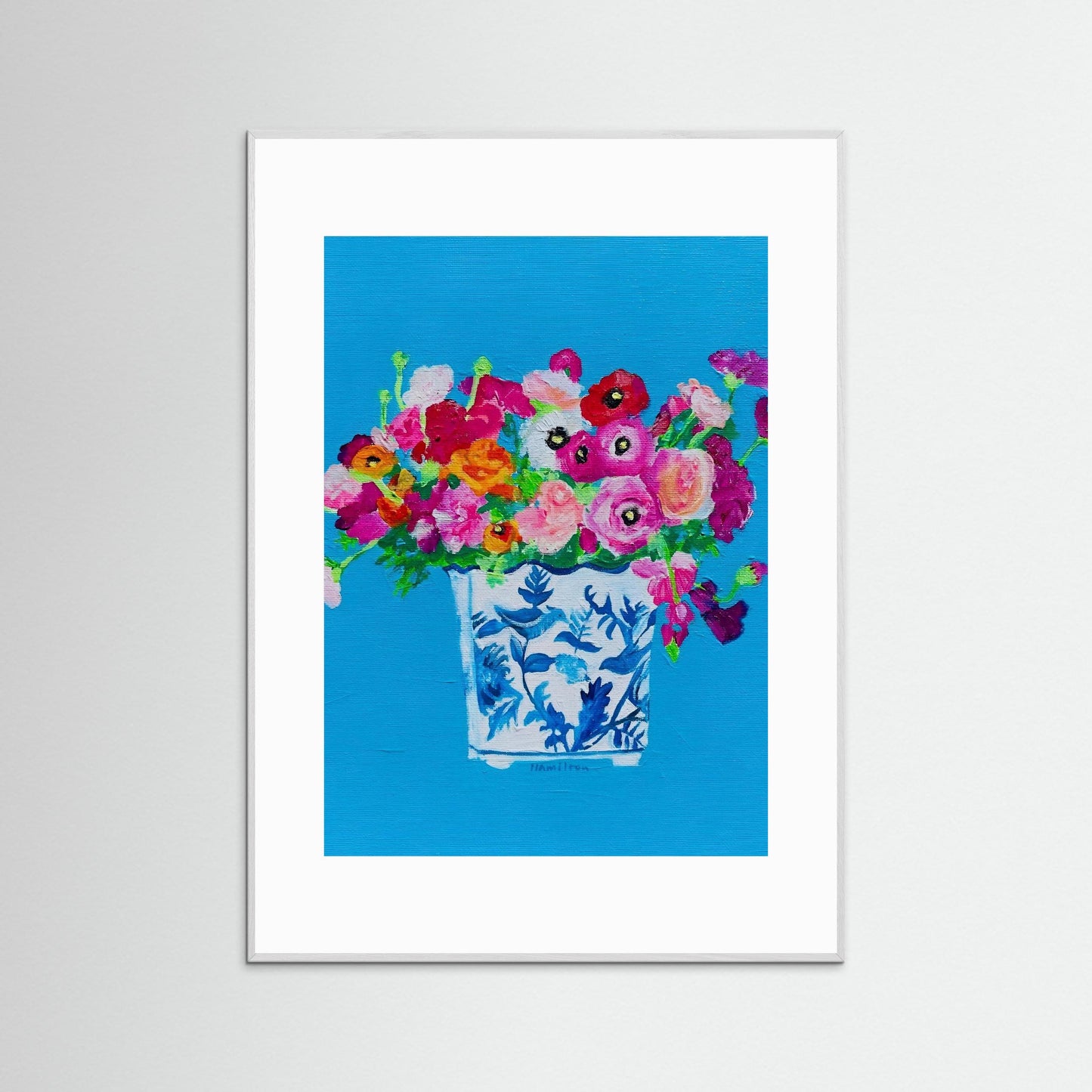 Love Notes / Poppies in chinoiserie - Framed Paper Print