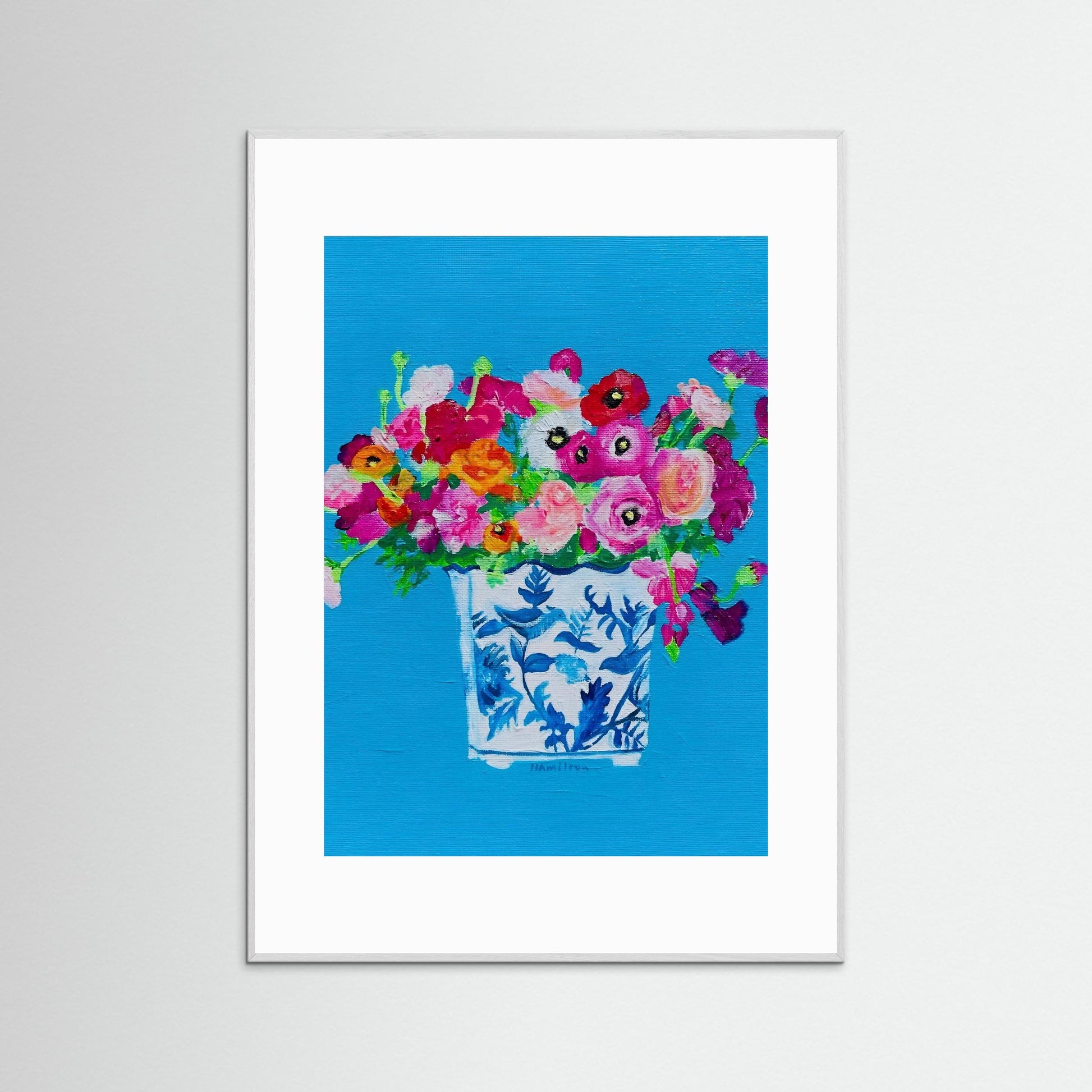 Love Notes / Poppies in chinoiserie - Framed Paper Print